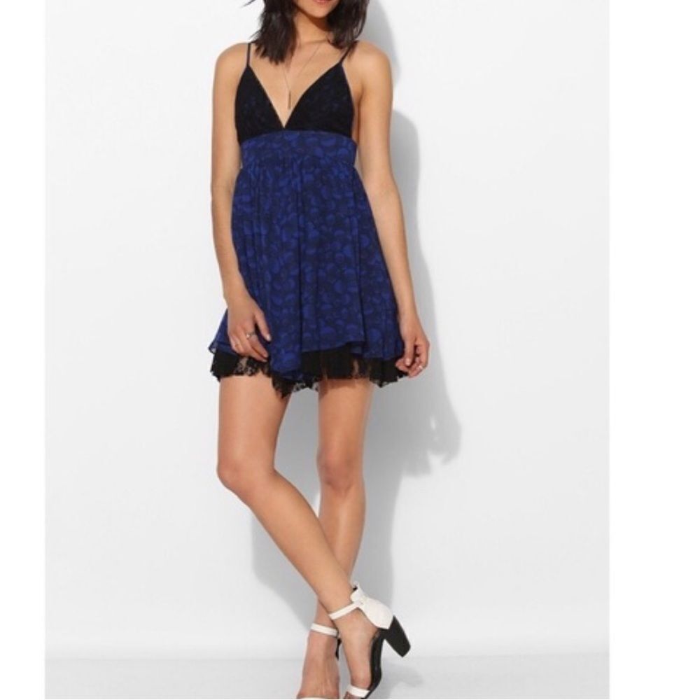 Sparkle & fade blue and black mini dress size XS